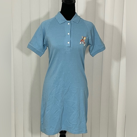 BSR SAMII RYAN Innocence Deer Fawn Print Short Sleeve Polo Mini Dress Blue Small - Picture 3 of 13